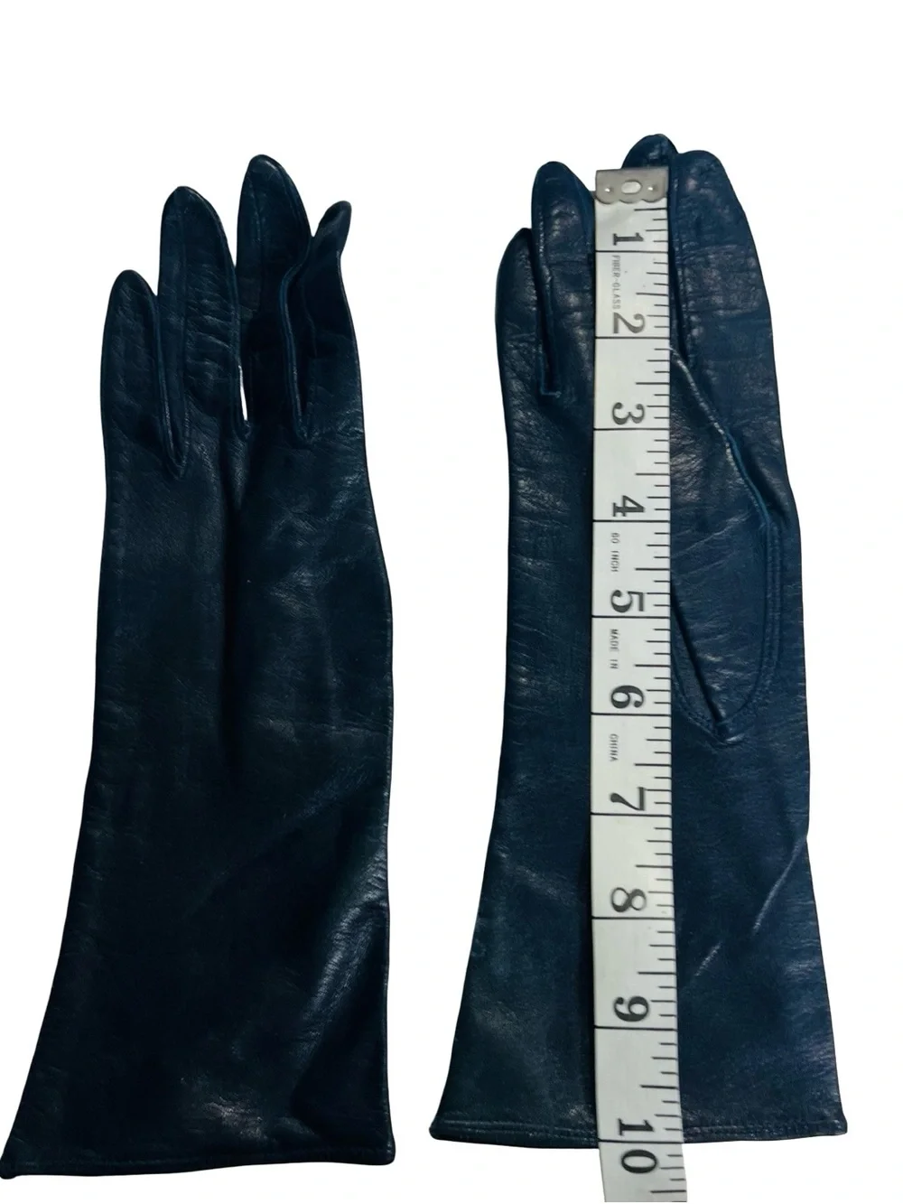 Vtg Rikes Women Leather Gloves Blue 100% Silk Lined Made in Italy Wrist Sz 6.5